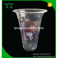 16oz disposable PP plastic cups with lids and straws