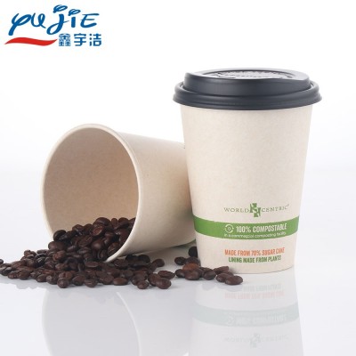 Disposable sugarcane cups biodegradable paper bagasse cup with lid