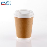 Biodegradable disposable double wall kraft paper cups with lids