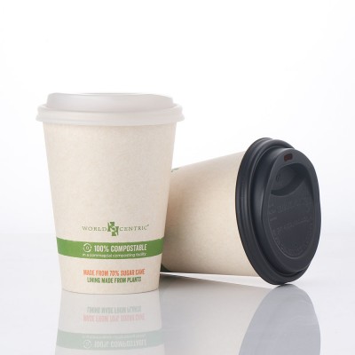 Wholesale 100% Biodegradable Disposable Paper Cups with Biodegradable Lids